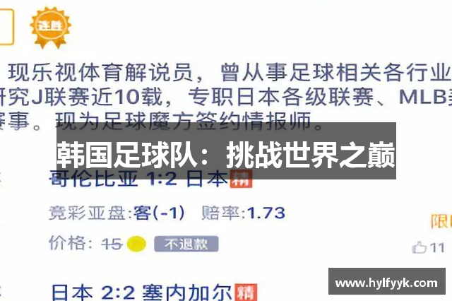 韩国足球队：挑战世界之巅